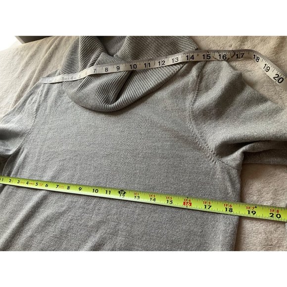 New w/tagsTalbots Sz.Medium Muted Silver Metallic Sweater Cowl Merino Wool - Picture 6 of 10